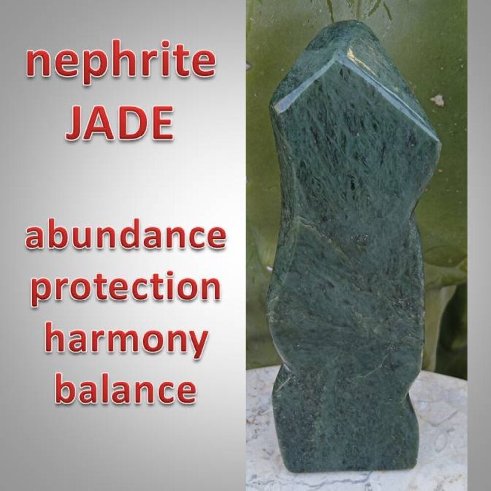 Nephrite Jade free form crystal stone 01 ABUNDANCE harmony BALANCE